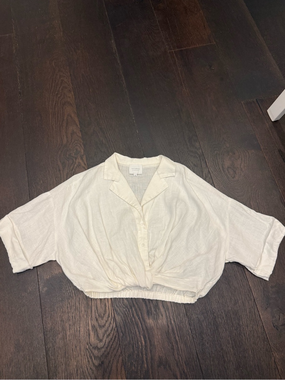 SUNDAYS Button-Front Cropped Shirt Jacket - Cream